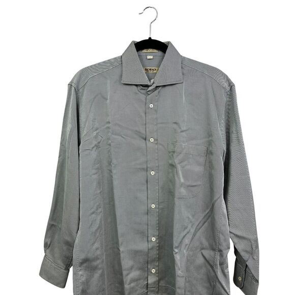 Bachrach Mens Shirt Button Up Stripe Long Sleeves‎ Gray Sz 32/33 15.5-39 - Picture 2 of 5